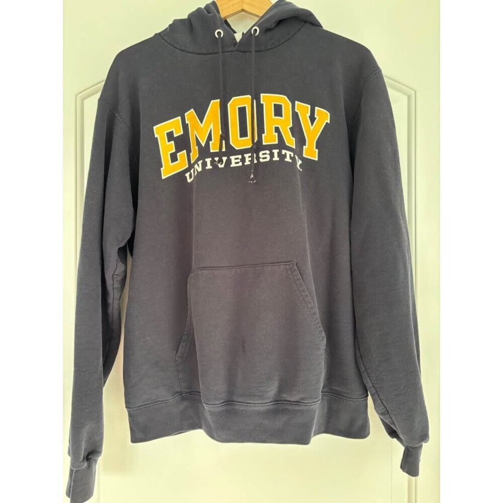 Vintage Champion Emory University Double-Sided Pullover Hoodie - Navy Blue, Men'
